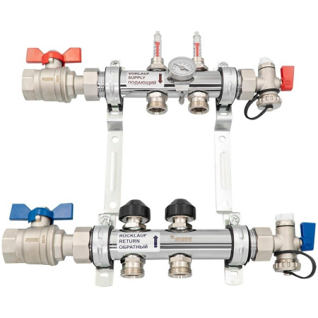 К-т коллекторов РЕХАУ HKV-D из нерж. стали на 2 контура с шар. кранами