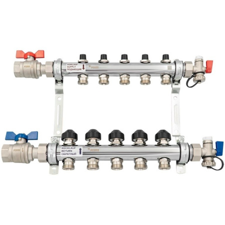 К-т коллекторов РЕХАУ HKV-D из нерж. стали на 5 контуров с шар. кранами