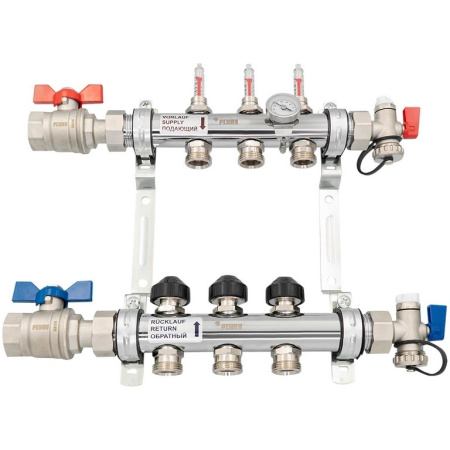 К-т коллекторов РЕХАУ HKV-D из нерж. стали на 3 контура с шар. кранами
