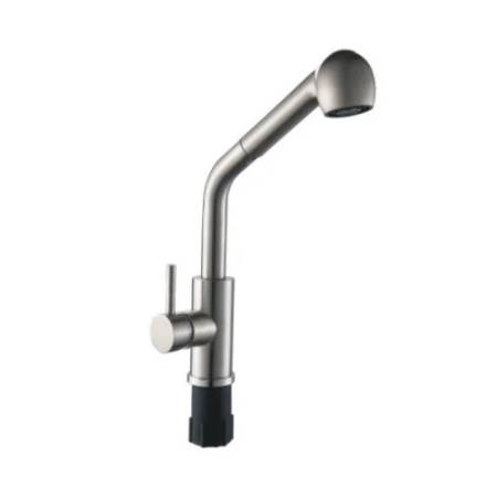 Смеситель для кухни POTATO P0045S одноруч, с высоким изливом-душем, гайка, нерж [1/10]