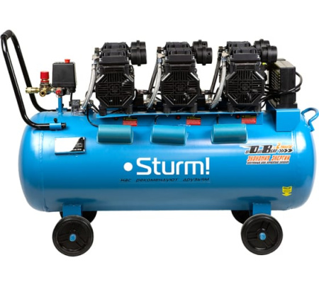 Компрессор воздуш.безмасл.бесшумн. 3х1500Вт,100л,2650об/мин,720л/мин,8бар,Sturm!