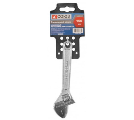Разводной ключ 150мм, УСИЛЕННЫЙ, МЕТАЛЛИЧЕСКАЯ РУКОЯТКА, ПОДВЕСНОЙ, СОЮЗ