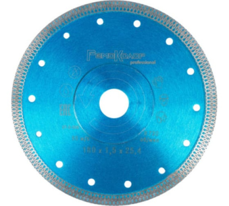 Круг отрезной алмазный ультратонкий, Х-тип, горяч. пресс., 180х1,5х22,2-25,4мм,сегм. 10мм, (шт.)