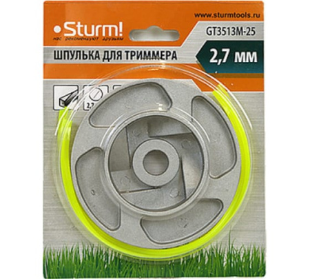 Катушка триммерная c леской в сборе, квадрат, 2,4 x 27мм Sturm!