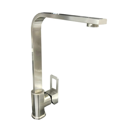 Смеситель для кухни OKATANA OK01-0016 одноруч, с высоким изливом 16 см, гайка, нерж [1/10]