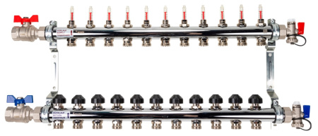 К-т коллекторов РЕХАУ HKV-D из нерж. стали на 11 контуров с шар. кранами